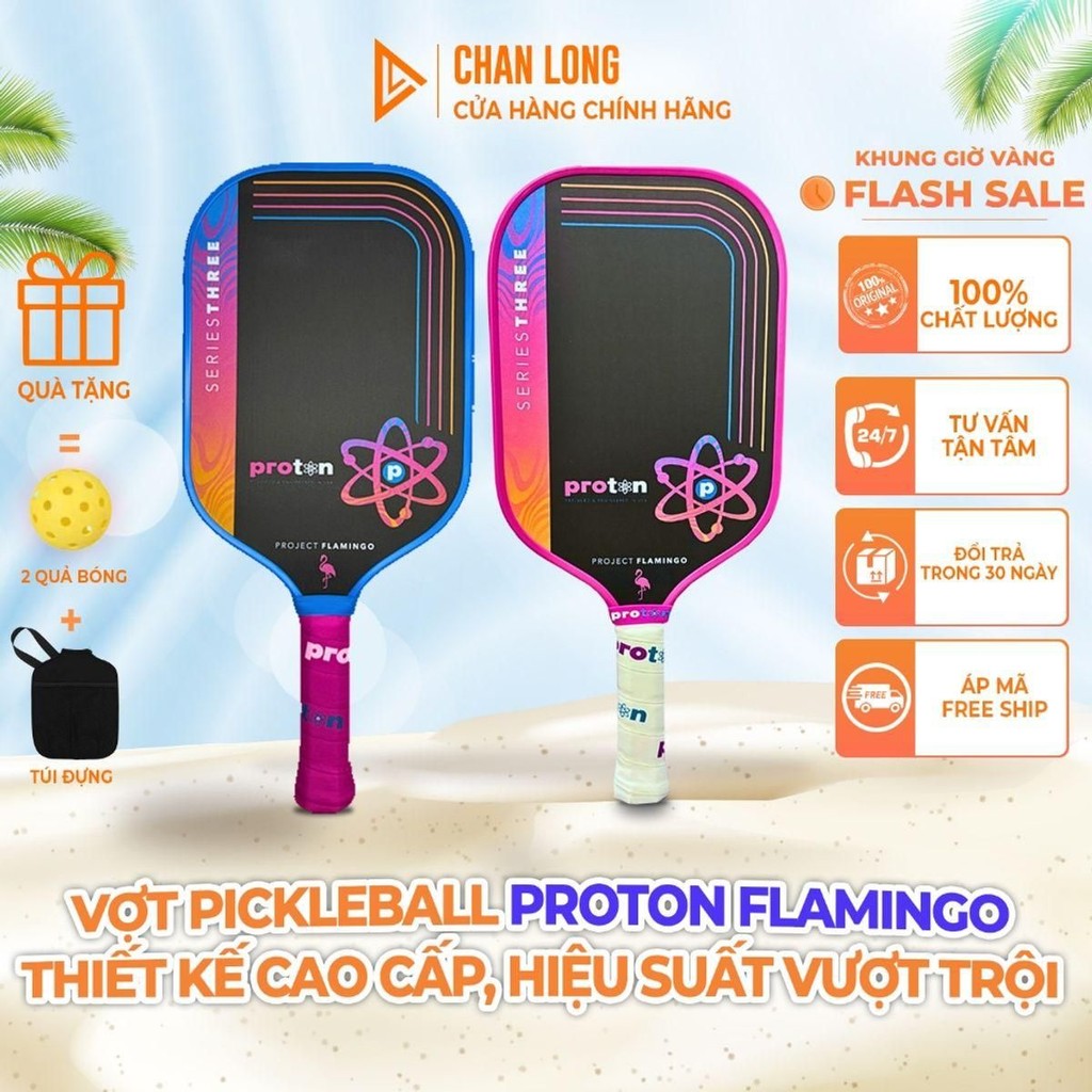[CHÍNH HÃNG] Vợt Pickleball PROTON Series 3 Flamingo – Thiết Kế Hồng Nổi Bật, Kiểm Soát Tốt, Độ Bền 