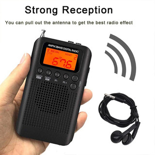 HRD-104 Di Động AM / FM Stereo Radio Pocket 2 Băng Tần Kỹ Thuật Số Điều Chỉnh Đài Phát Thanh Mini Ngoài Trời Có Dây Buộc Tai Nghe 1.3 Inch Có Loa Trình Điều Khiển