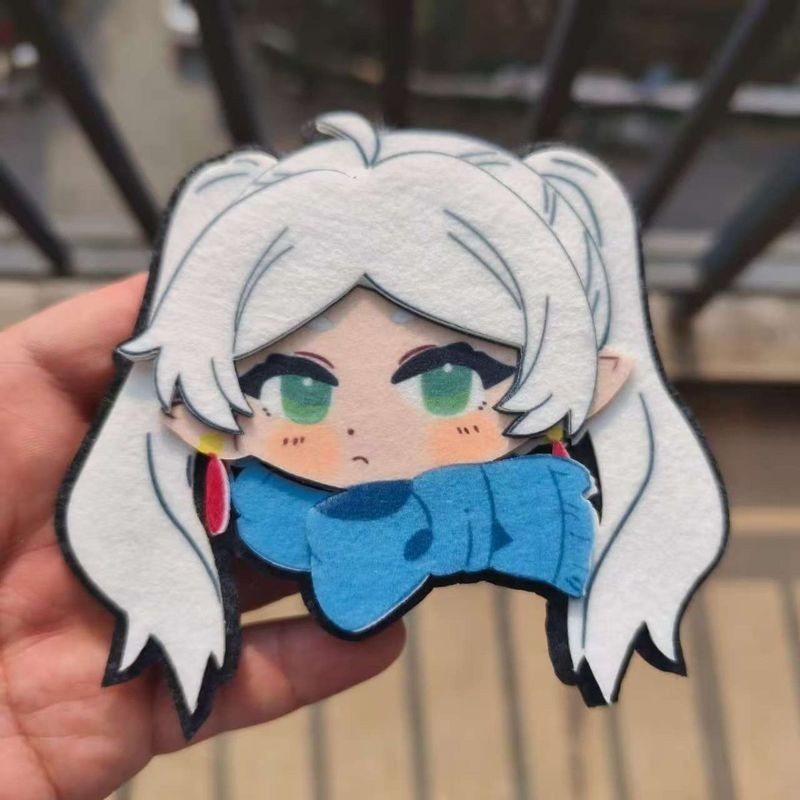 2025 Anime Frieren: Beyond Journey 's End Không Dệt Thêu Móc Chìa Khóa Frieren Mặt Dây Chuyền Móc Kh