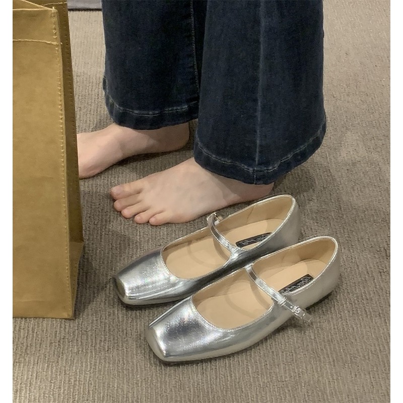 Giày Nữ Size Lớn (32-44) Size Nhỏ 32 33 34 Giày Mary Jane Pháp Giày Nữ Mũi Vuông Đế Bằng Miệng Nông 