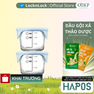Hộp thủy tinh LocknLock có nắp đựng thức ăn dặm, cháo cho bé có chia vạch 120ml LLG058S2BLU 150ml - HAPOS MOM & KIDS
