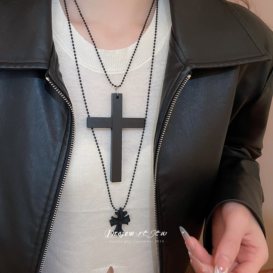 Vòng cổ mặt dây chuyền chéo đính cườm châu Âu và Mỹ DREJEW, kiểu dáng Gothic đậm chất, phóng đại và thời thượng cho nữ, bán buôn