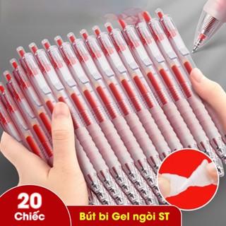 Bút Gel Nước ST 0.5mm 3 Màu (Đen, Xanh, Đỏ) - Bút Bi Bấm Mực Ra Đều, Viết Trơn, Bền Đẹp Không Sợ Đau Tay