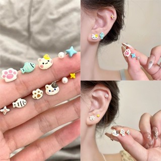 Nhiều Màu Sắc Tai Cá Mèo Khuyên Tai Trang Sức Phụ Kiện 6 Cái / lốc