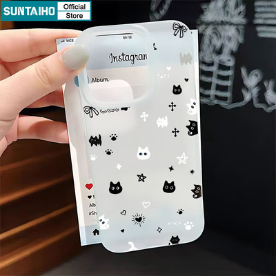 Suntaiho Ốp Lưng iPhone Họa Tiết Mèo Dễ Thương Trong Suốt Mờ Mềm Cao Cấp Chống Sốc Chống Bẩn Cho iPhone 11 12 13 14 15 16 Pro max IP 7 8 Plus Iphon X Xs XR Xs max