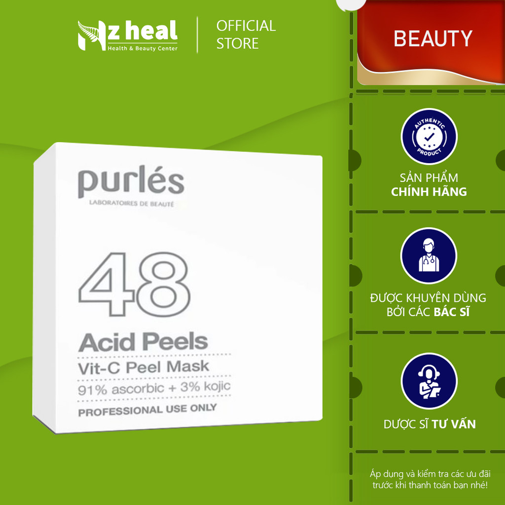 Mặt nạ dưỡng sáng da xỉn màu, giảm chùng nhão, trẻ hóa da Purles 48 Vit-C Pell Mask 5 x 10ml