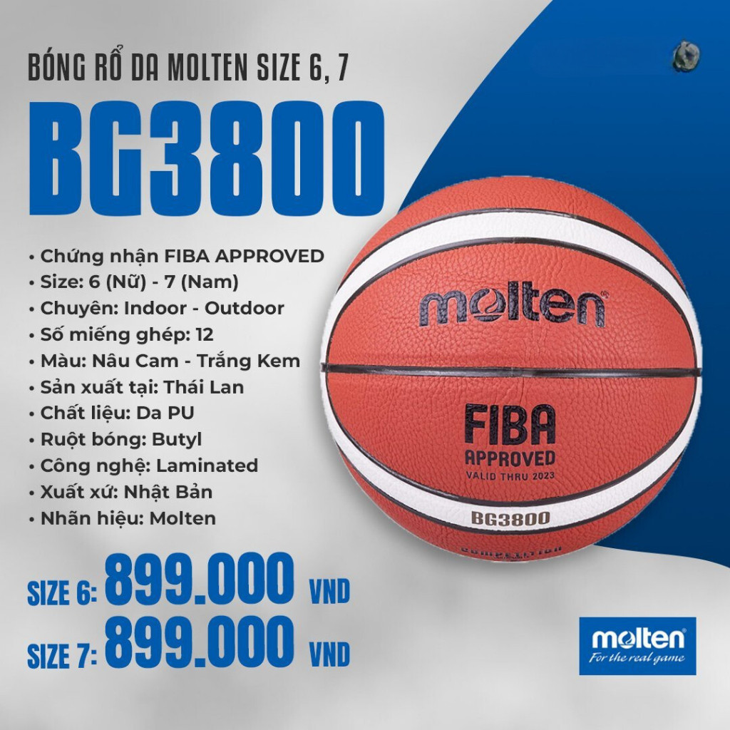 Bóng rổ chính hãng Molten - Bóng rổ da, bóng rổ chuyên nghiệp cho sân OUTDOOR/INDOOR