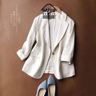 HAPPY HOMLIV [m-4xl] Áo Blazer Mỏng Nữ Phiên Bản Hàn Quốc Đi Lại Nữ Plus Size Ba Phần Tư Tay Áo Blazer Nữ