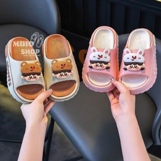 PHOM TO Dép lê dép quai ngang hoạt hình chống trượt nhẹ mềm êm chân Happy Thỏ Gấu cực xịn cho bé