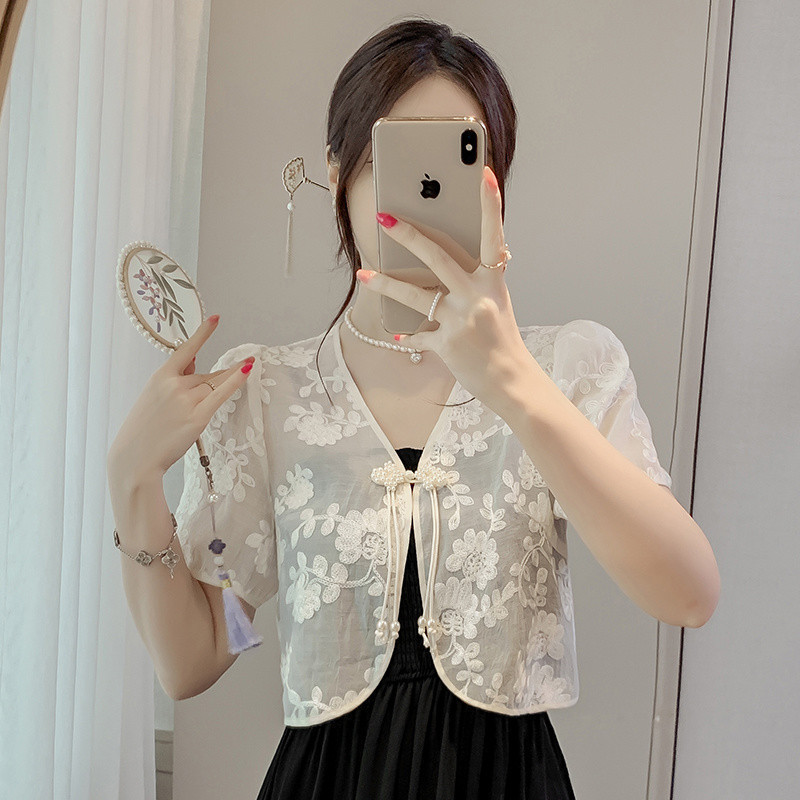 Áo Bolero hiện đại kiểu Filipiniana cho phụ nữ, khăn choàng ren kiểu Trung Quốc, áo cardigan mùa hè 
