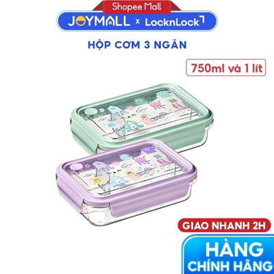 Hộp Cơm 3 Ngăn LocknLock LCB501 750ml Và LCB502 1L, Hàng Chính Hãng, Chất Liệu Nhựa PCT - JoyMall