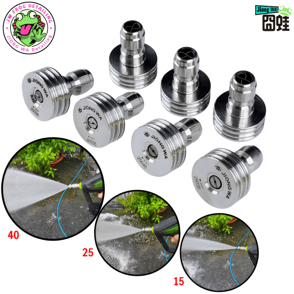 Béc phun máy rửa xe cao áp inox 304 – Đầu cắm nhanh 1/4 – Phun đều, bền bỉ, tia xoáy mạnh Jiong Wa