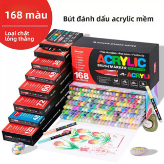 Bút sơn acrylic marker guangna 8101/AW1956  đầu brush chống thấm nhòe vẽ trên mọi chất liệu 24 48 60 72 120 168màu