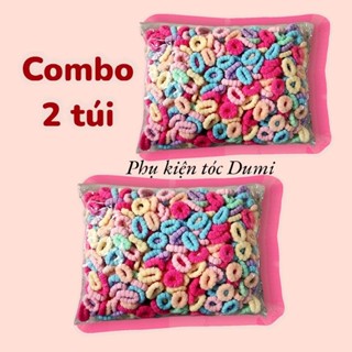 Combo 2 túi 500 (1000 sợi) chun buộc tóc thun cột tóc len xù màu sắc tươi sáng không làm đau tóc cho bé gái Dumi Shop