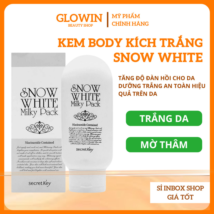 Kem Ủ Trắng Body Snow White Kem kích trắng da body dưỡng trắng Secret Key Snow White Milky Pack nâng