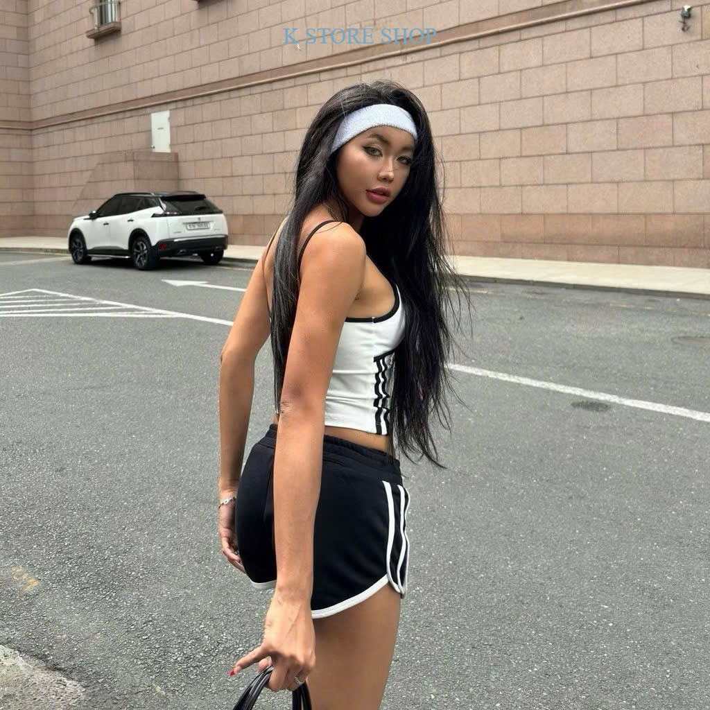 Quần đùi nữ thể thao 2 sọc viền  chất cotton co giãn mặc nhà mặc đi chơi hot trend by KSHOP