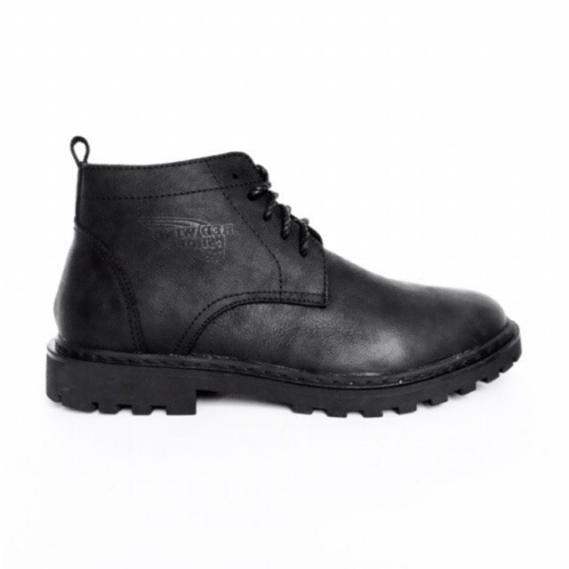 Giày Nam Boot Da Bò Cổ Lửng Combat boot TEFOSS HN008 Mạnh Mẽ, Cá Tính size 38-44-ĐEN