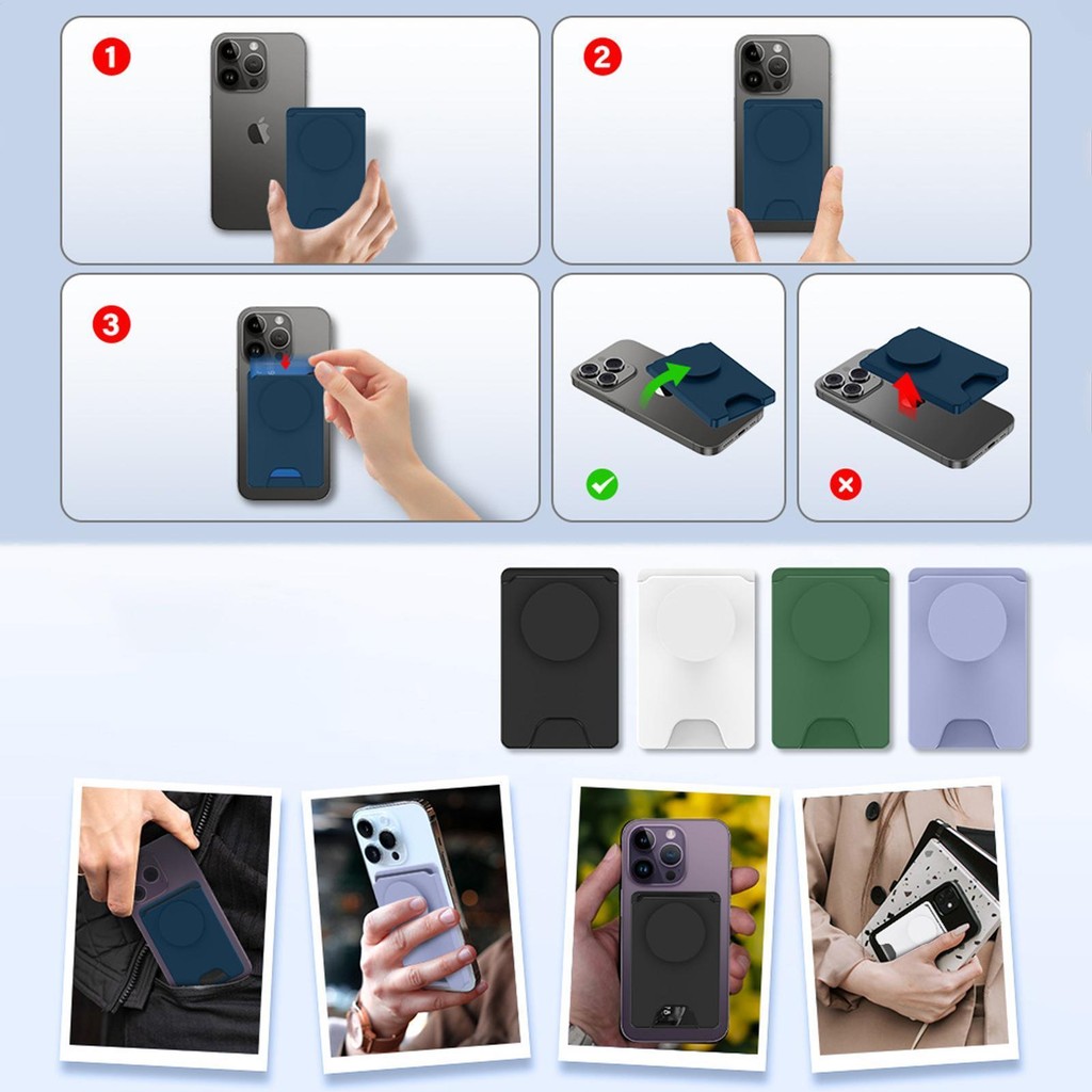 For Magnetic PC And Rubber Slot Card Holder 2 In 1 Wallet Case Phone 14 13 12 Pro Accessories Credit