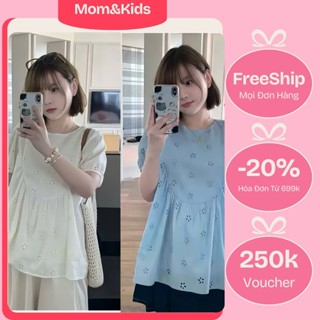 áo bầu babydoll tay phồng 2 lớp hình hoa xinh xắn cute (ảnh thật ở cuối)