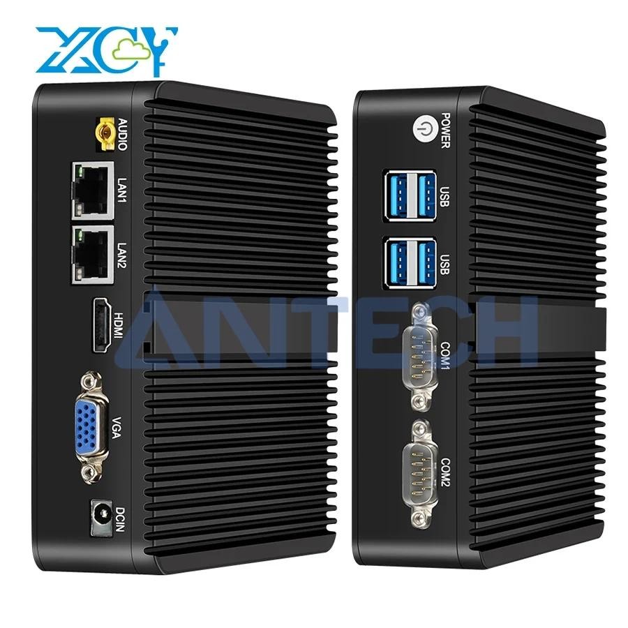 Xcy không quạt Mini PC Intel Celeron j4125 2X GbE LAN 2X RS232 HDMI VGA Hỗ trợ Wifi 4G LTE Windows 1