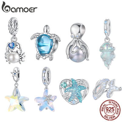 Bamoer Bạc 95% Quần Áo Đại Dương Mùa Hè Series Vỏ Cá Biển Mặt Dây Chuyền DIY Cho Vòng Tay Vòng Cổ Nữ Quà Tặng
