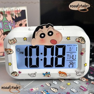 ROADSTALIS Đồng hồ báo thức ngoài hành tinh, Đồng hồ kỹ thuật số LED Crayon Shin-chan hoạt hình, Mini đa chức năng có đèn ngủ Đồng hồ để bàn dễ thương Đồ trang trí đầu giường phòng ngủ