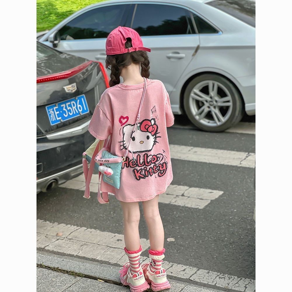 Bé Gái Hoạt Hình Mùa Hè Tay Ngắn Phong Cách Phương Tây Áo Thun Bé Gái Mới Dễ Thương Top Katie Áo Thu