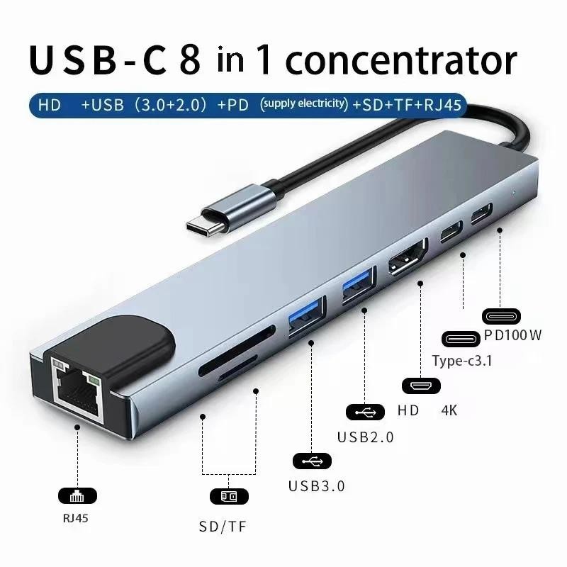USB C HUB Loại C Splitter Thunderbolt 3 Docking Station Laptop Adapter Có Dành Cho Macbook Air M1 iP