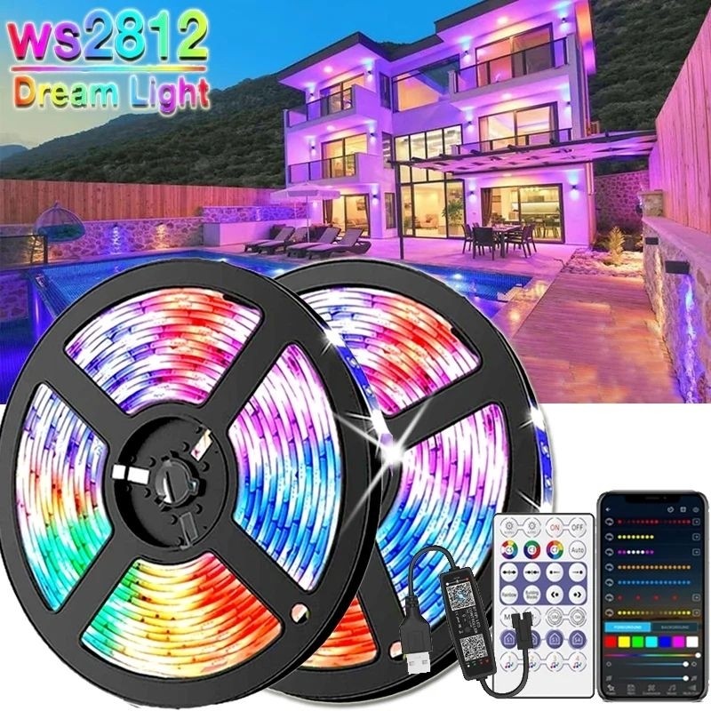 WS2812 ws2812b Dây Đèn Led 5m 30 60 Bóng 1M IP65  30Leds / m 60Leds / m 5 V WS2812 TV