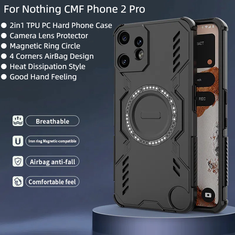 Không Có Gì CMF Điện Thoại 2 Pro Ốp Lưng 2In1 TPU PC Cứng AirBag Tản Nhiệt Vỏ Điện Thoại Từ Tính Khô