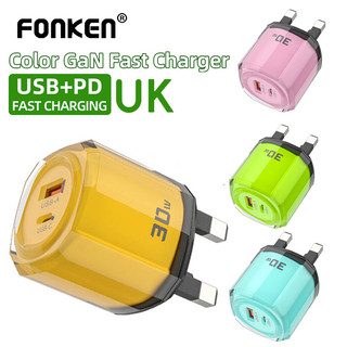 Fonken 2 Cổng PD GaN Sạc USB Loại C Sạc Nhanh Cho Điện Thoại Di Động UK Cắm Tường Sạc