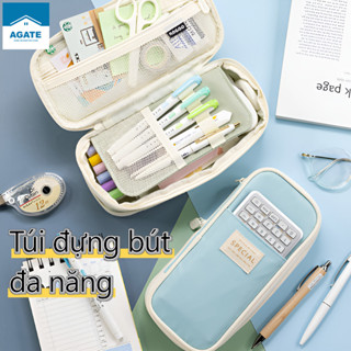 Kawaii Hộp Bút Chì Dung Tích Lớn Hộp Đựng Bút 3 Ngăn Túi Bút Hai Mặt Mở Sinh Viên Văn Phòng Phẩm Đồ Dùng Học Tập