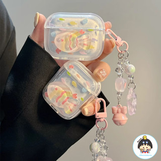 3D Màu Pha Lê Cá Vàng Chuông Mặt Dây Chuyền Tai Nghe Tai Nghe Không Dây Bluetooth Vỏ Silicon Cứng Tương Thích Cho Airpods 1 2 3 4 Pro 2 Vỏ Tai Nghe