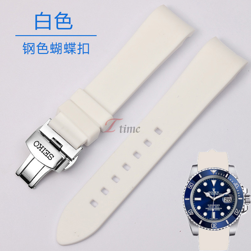 Dây đeo đồng hồ silicon cong cho Seiko 5 - 18 / 19 / 20 / 21 / 22 / 24mm Dây cao su chống nước, Tươn