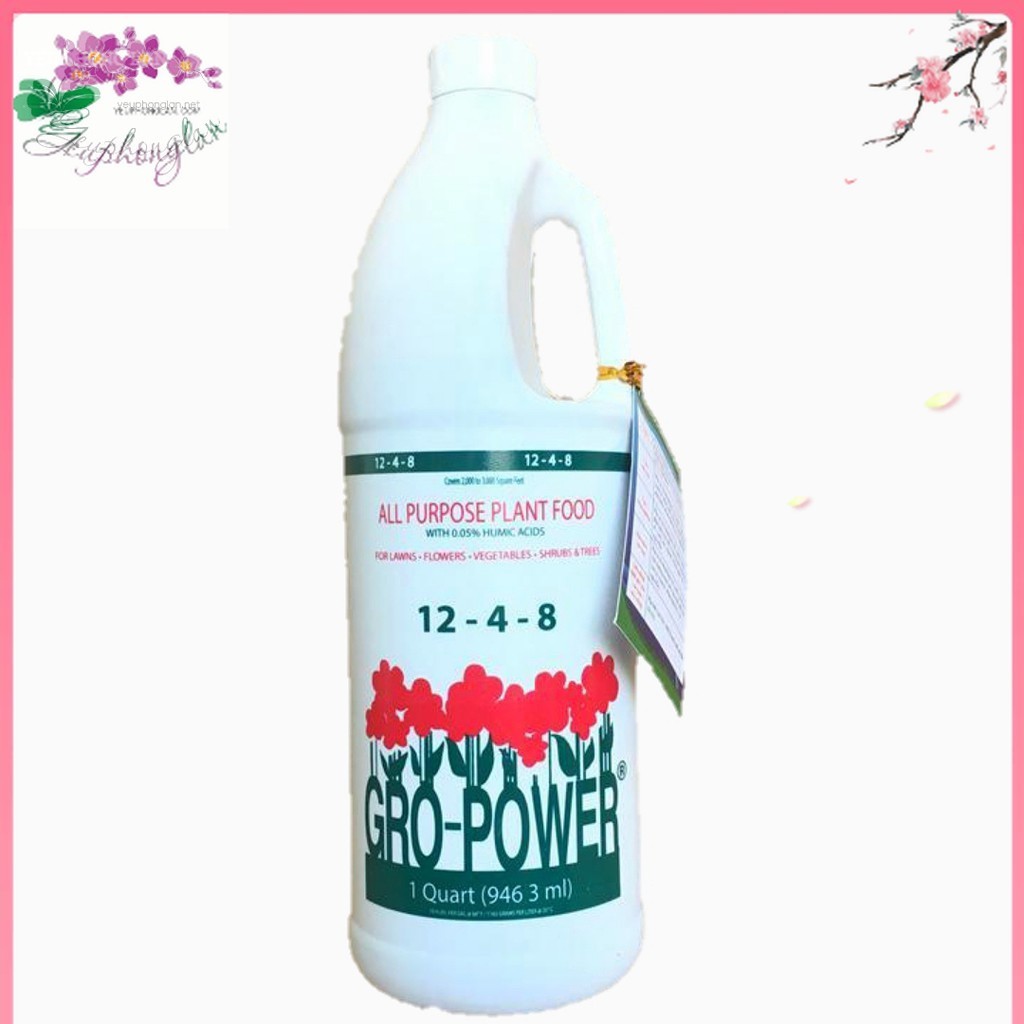 Gro power 12-4-8 Chai 946ml Phân Kích thích tăng trưởng nhập Mỹ