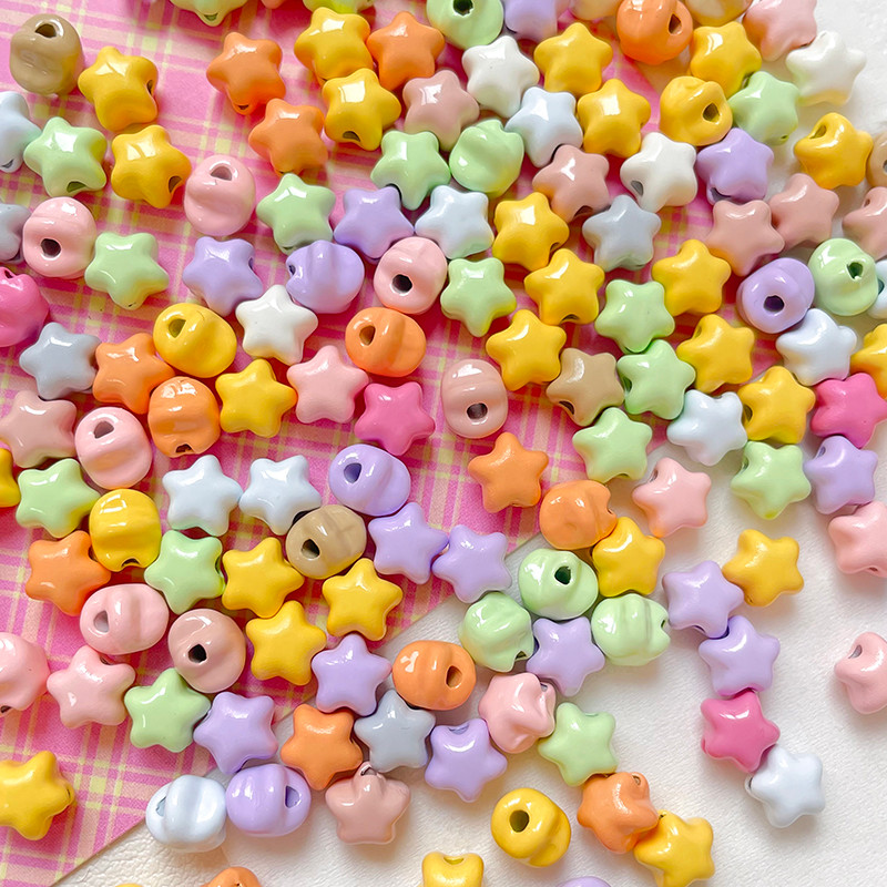 Hạt Hợp Kim Hình Ngôi Sao Béo Màu Pastel Phong Cách Instagram – Nguyên Liệu Làm Vòng Tay, Móc Khóa, Chuỗi Hạt Handmade