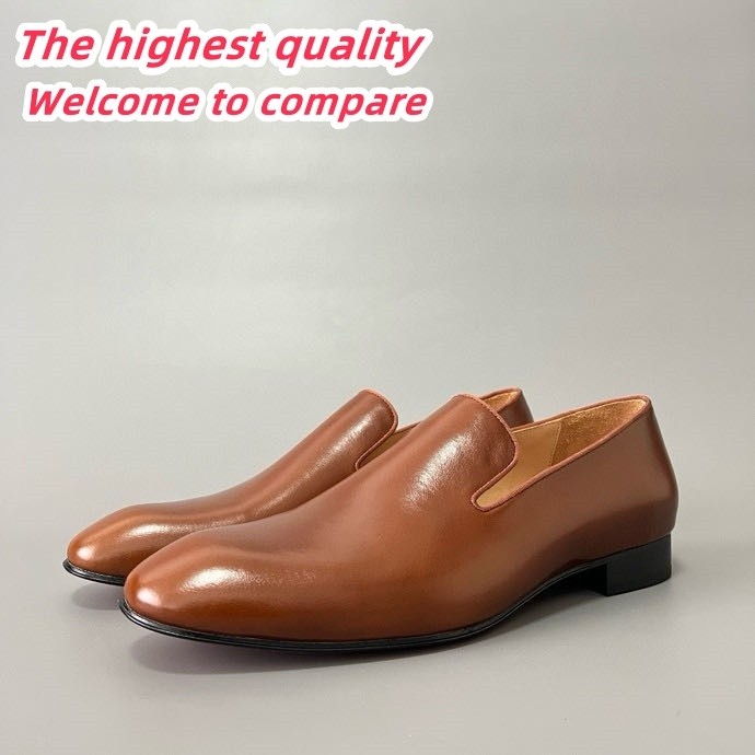 CL-Style Men's Luxury Loafers - Chestnut Brown Leather Dress-Casual Shoes | Round-Toe 6380868