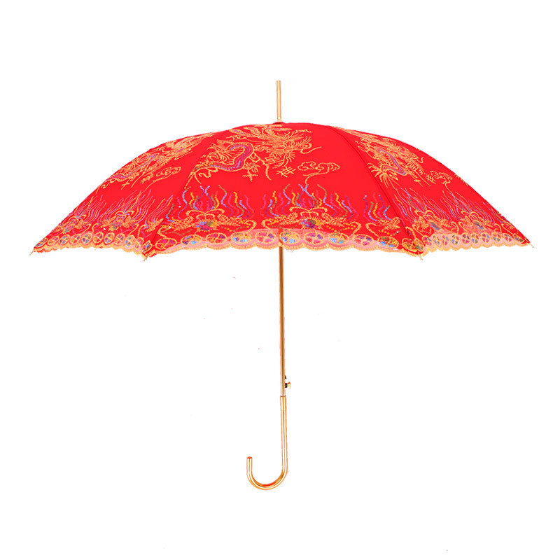 Ô dù cưới Trung Quốc thêu ren đỏ