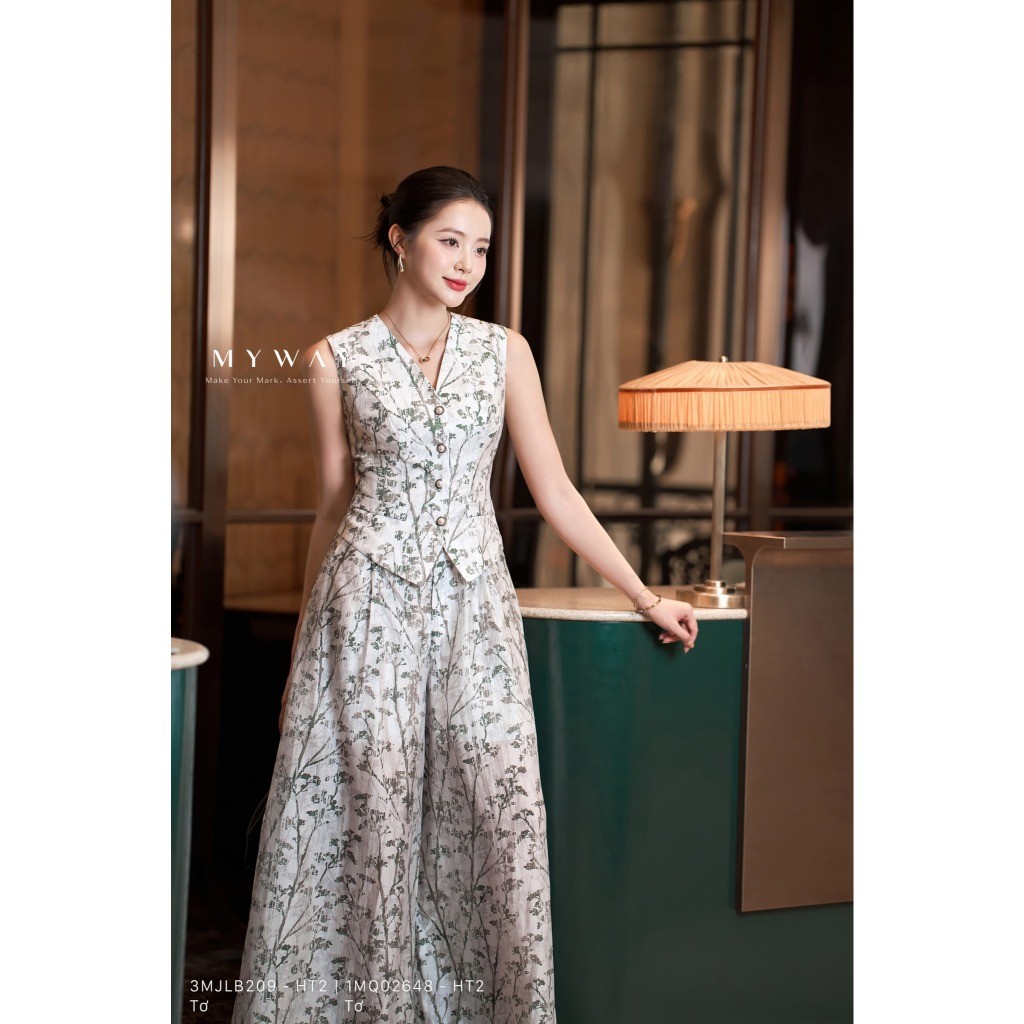Set Áo Gile Quần Suông Nữ MY WAY Họa Tiết Mùa Hè Mát Nhẹ #3MJLB209w - HT2 #1MQ02648 - HT2