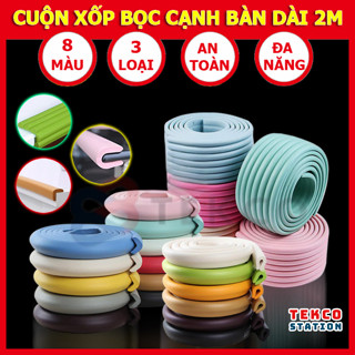 Cuộn Xốp Bọc Cạnh Bàn Hình Chữ L/ U/ W Dài 2M An Toàn Cho Bé - Dây Cao Su Nẹp Bịt Góc Bàn, Ghế, Tường, Tủ, Giường,...