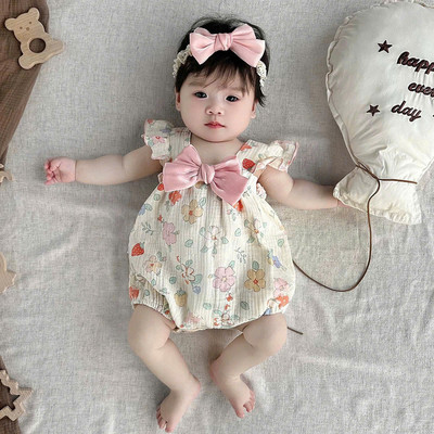 Body Hoa Nhí Cánh Tiên Nơ Hồng Cho Bé Gái Sơ Sinh 1 2 Tuổi MINTSCLOSET Quảng Châu - BS6484