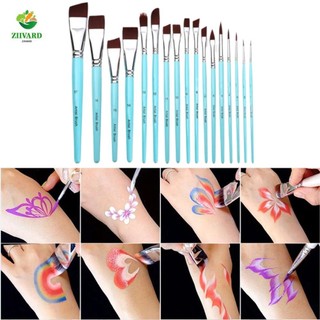Aerot Face Body Art Paint, Body Pinting Bút vẽ nghệ thuật đa chức năng, Tranh mô hình chuyên nghiệp với hộp lưu trữ Tay cầm bằng gỗ Bộ cọ sơn Bộ đồ dùng nghệ thuật