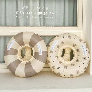 Retro Influencer ins Bơi Nhẫn Bé Trai Trẻ Em Hoạt Hình Gấu Màu Sắc Tương Phản Ngồi Nhẫn Trẻ Em Dày Chống Leo Núi Nổi Nhẫn