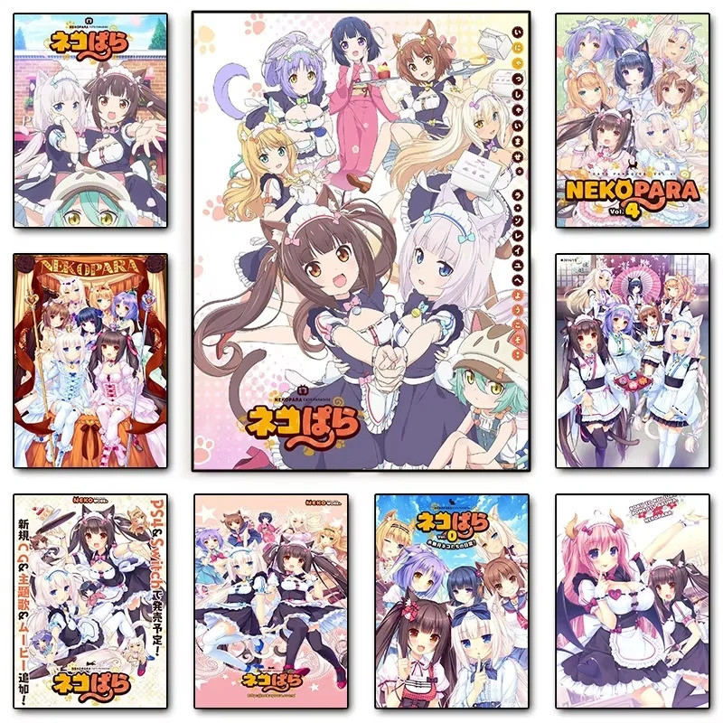 Nekopara Anime Nhật Bản Poster Chocola Vani Game Catgirl Manga Poster HD In Canvas Tranh Treo Tường 