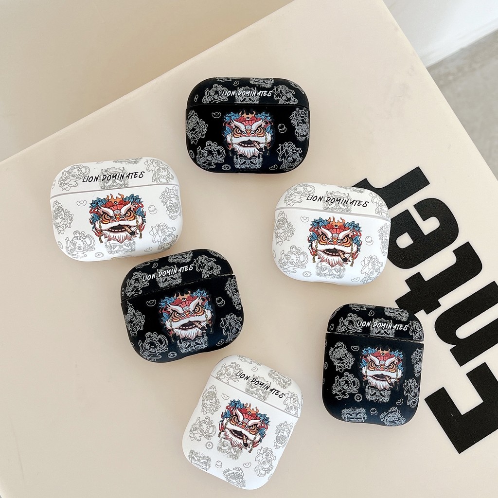 Dành Cho GOOJODOQ J201 J206 Tai Nghe Cá Tính Chống Rơi Họa Tiết Sư Tử Đen Trắng