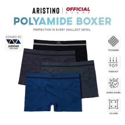 COMBO 3 Quần lót nam boxer ARISTINO sịp đùi thun lạnh cao cấp dệt liền không đường may - ABX068.CB3