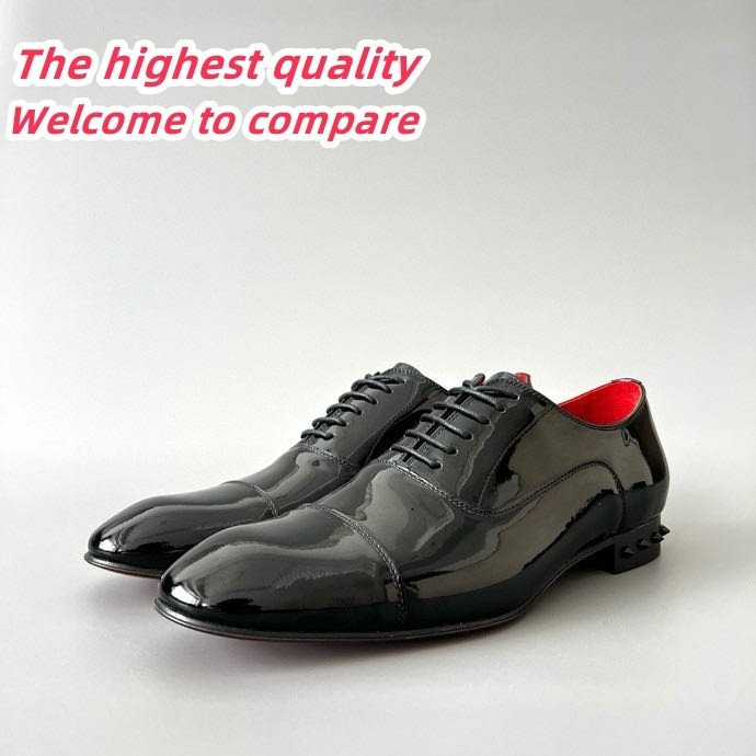 CL-Style Men's Luxury Shoes - Jet Black Studded & Patent Leather Dress-Casual 6380868