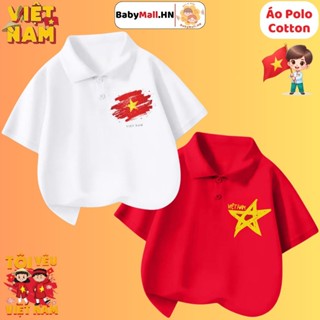 Áo Polo Cờ Đỏ Sao Vàng Việt Nam cho bé BABYMALL áo thun chất cotton mát co dãn cho bé trai bé gái