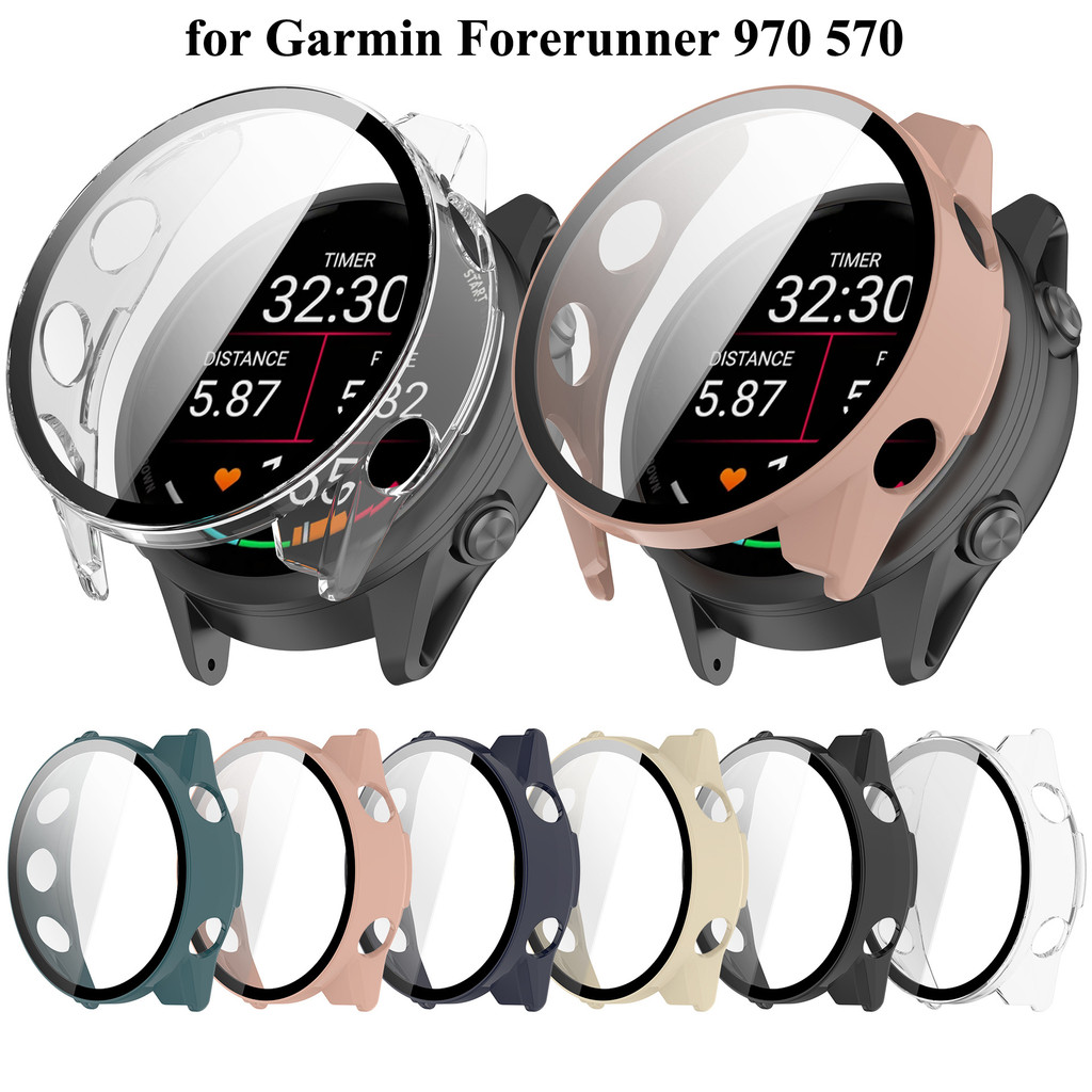 Kính Cường Lực + Ốp Lưng Cho Garmin Forerunner 970 47mm 570 42mm 965 265 Khung Bảo Vệ Màn Hình Ốp Lư