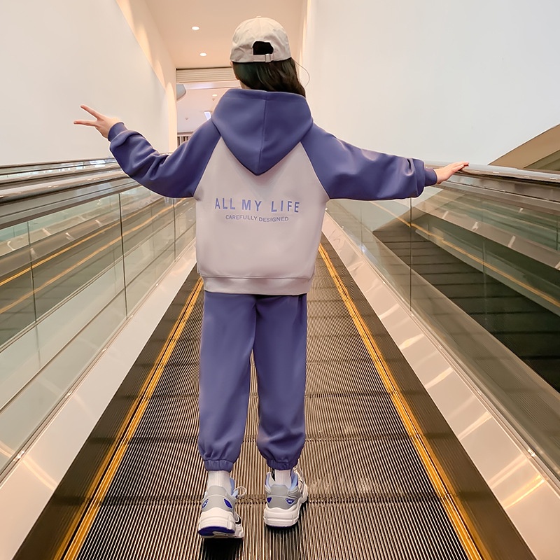 Bộ Đồ Thể Thao Hai Mảnh Áo Hoodie + Quần Dài Vừa Thời Trang Hàn Quốc Mùa Xuân Thu Cho Bé Gái 120-170cm